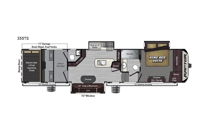 Representative floor plan provided by a trusted RVshare partner.