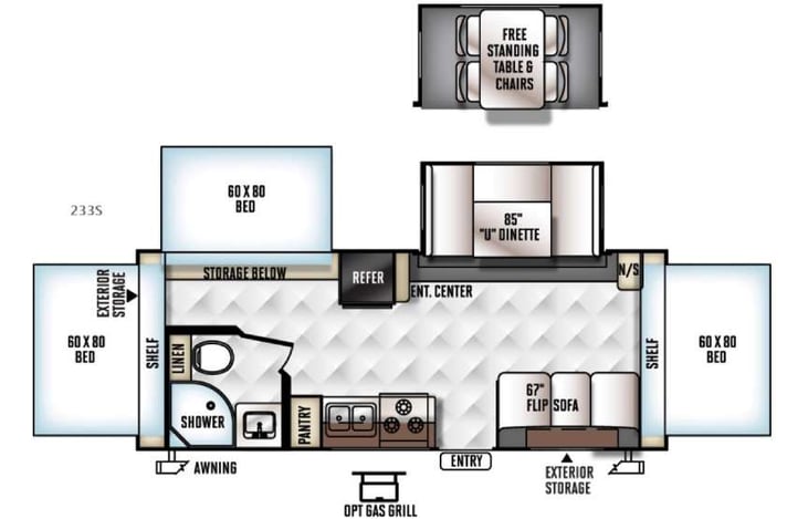 Representative floor plan provided by a trusted RVshare partner.