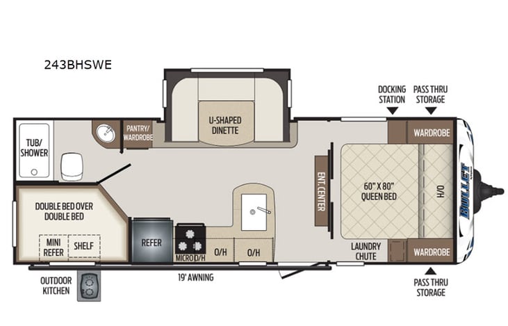 Representative floor plan provided by a trusted RVshare partner.