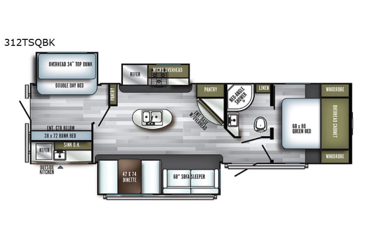 Representative floor plan provided by a trusted RVshare partner.