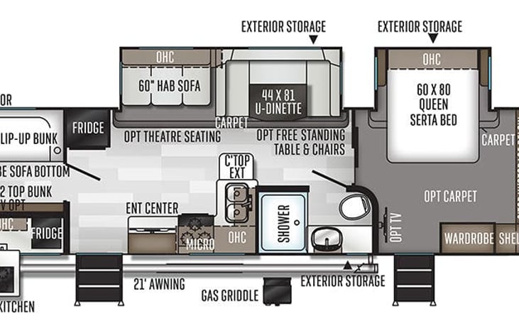 Has theater seating instead of couch