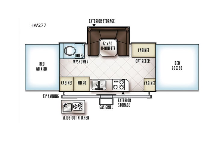 Representative floor plan provided by a trusted RVshare partner.