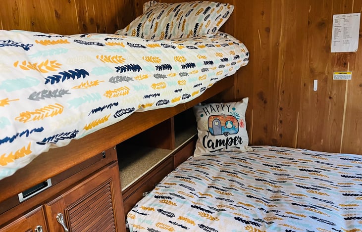 The washer and dryer is also located in this room. We converted it to have bunks