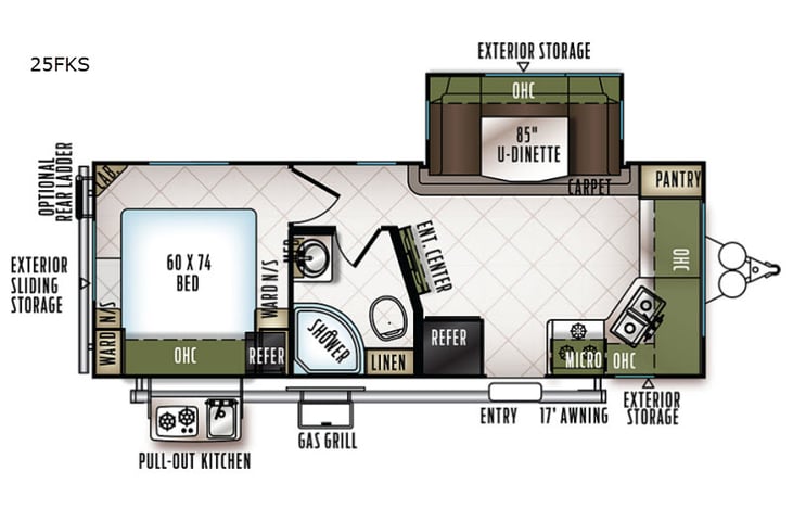 Representative floor plan provided by a trusted RVshare partner.