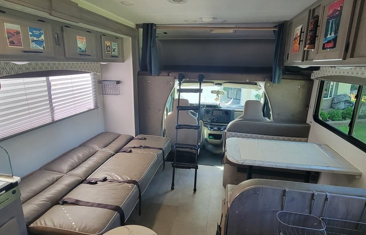 More spacious sleeping space above the cab of the Bullhorn.  The couch converts into a full size bed.  The dinette also converts to a full size bed.