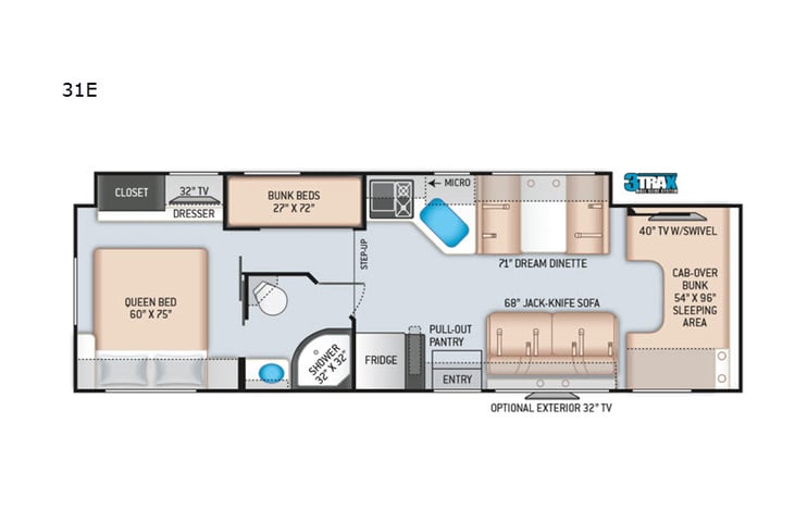 Representative floor plan provided by a trusted RVshare partner.