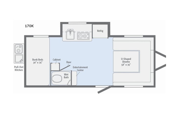 Representative floor plan provided by a trusted RVshare partner.