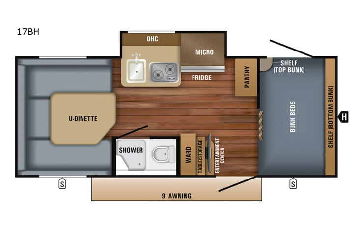 Representative floor plan provided by a trusted RVshare partner.