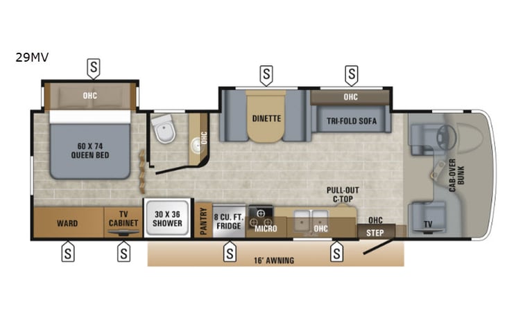Representative floor plan provided by a trusted RVshare partner.