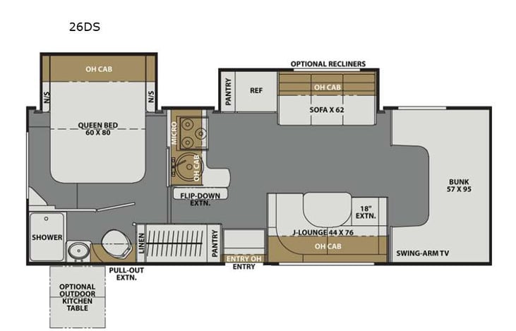 Representative floor plan provided by a trusted RVshare partner.