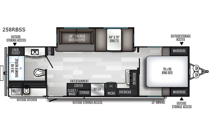 Representative floor plan provided by a trusted RVshare partner.