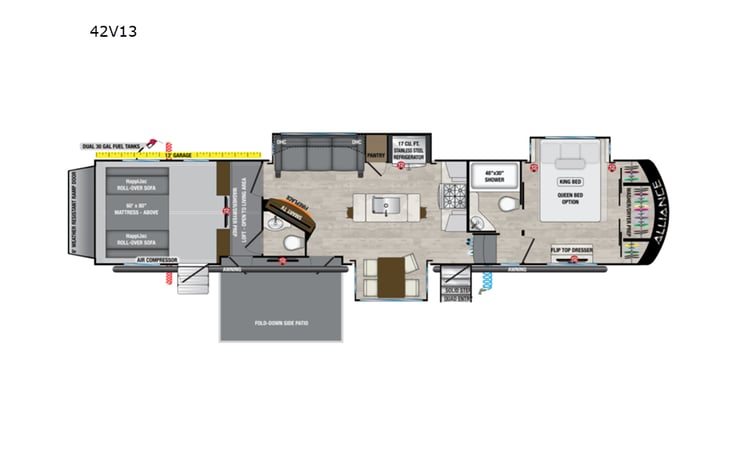 Representative floor plan provided by a trusted RVshare partner.