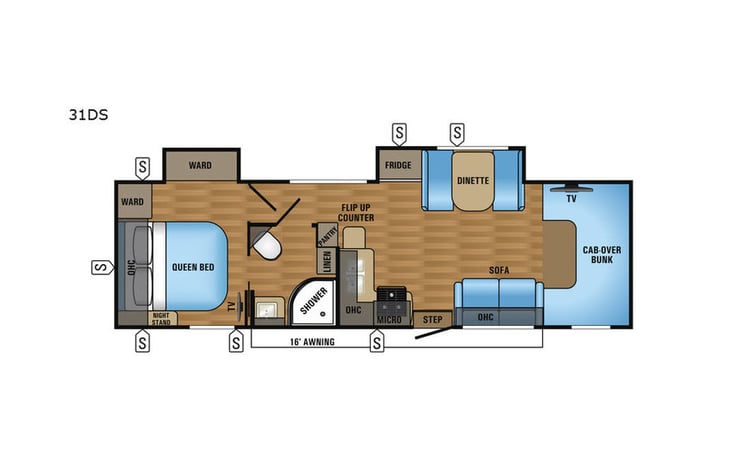 Representative floor plan provided by a trusted RVshare partner.