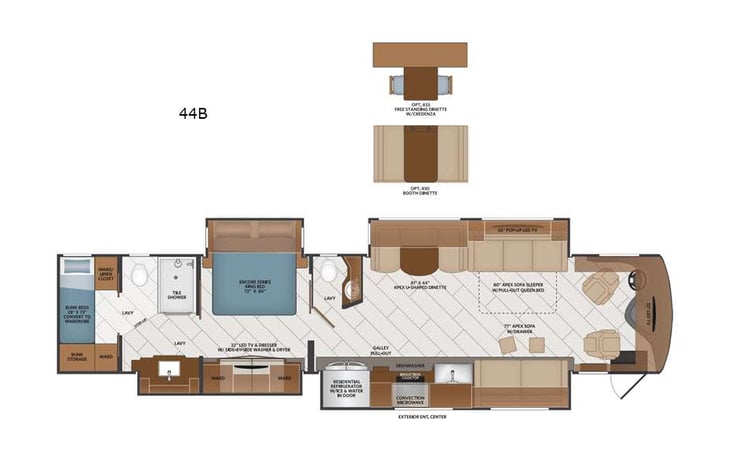 Representative floor plan provided by a trusted RVshare partner.