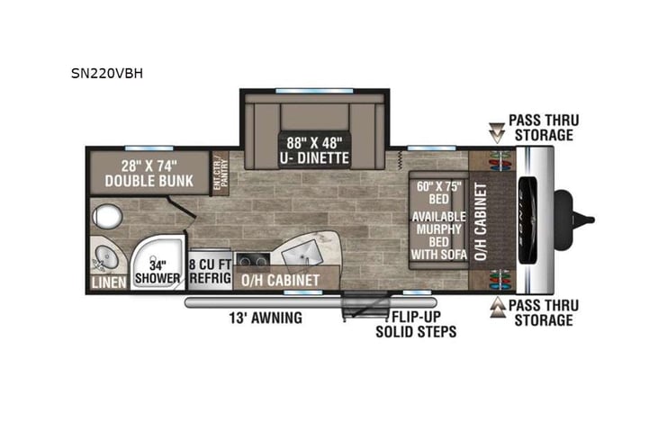 Representative floor plan provided by a trusted RVshare partner.