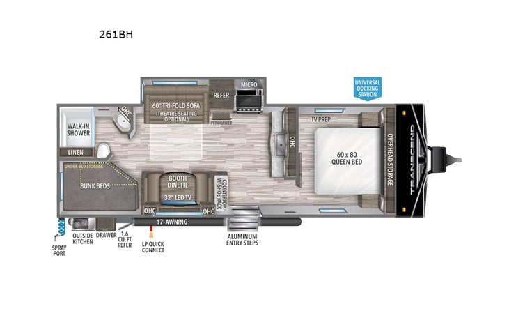 Representative floor plan provided by a trusted RVshare partner.