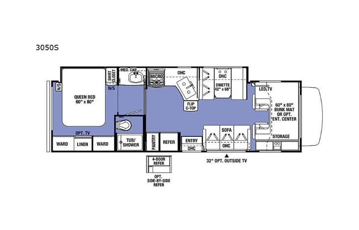 Representative floor plan provided by a trusted RVshare partner.