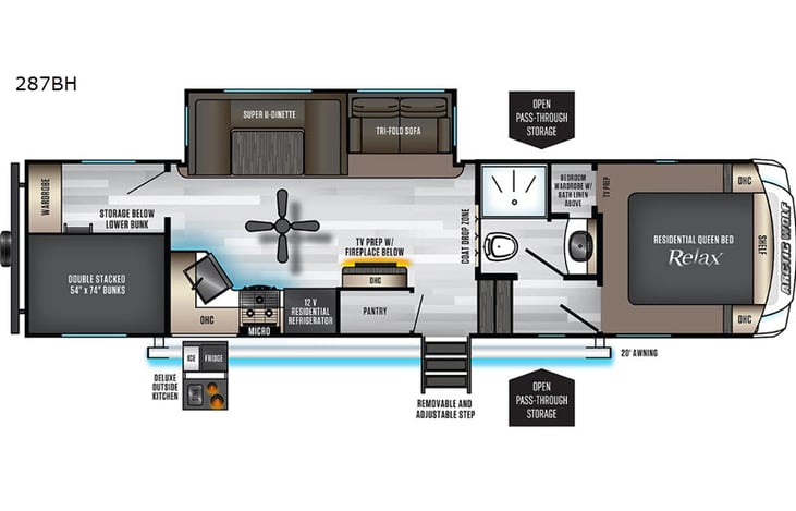 Representative floor plan provided by a trusted RVshare partner.