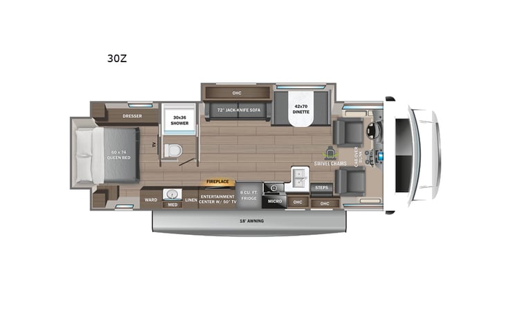 Representative floor plan provided by a trusted RVshare partner.