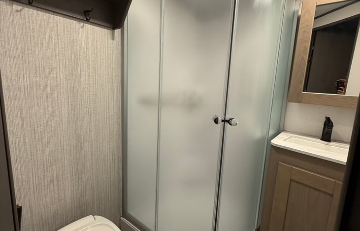 Roomy hot shower