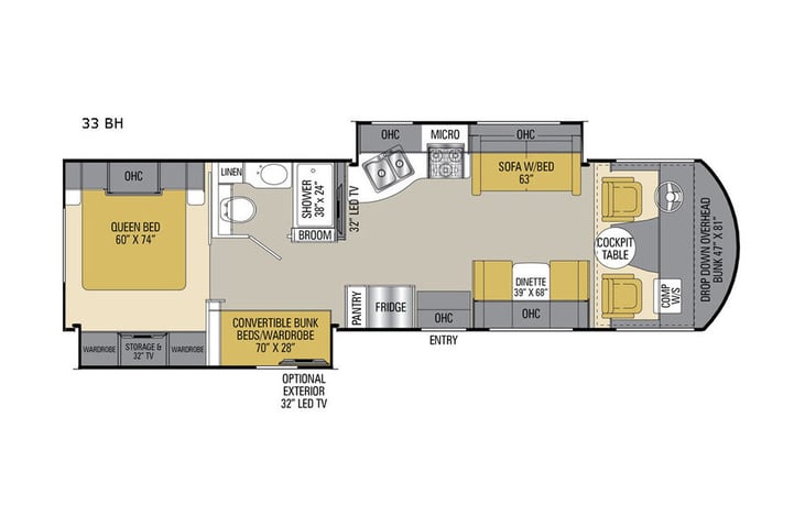 Representative floor plan provided by a trusted RVshare partner.