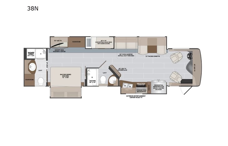 Representative floor plan provided by a trusted RVshare partner.