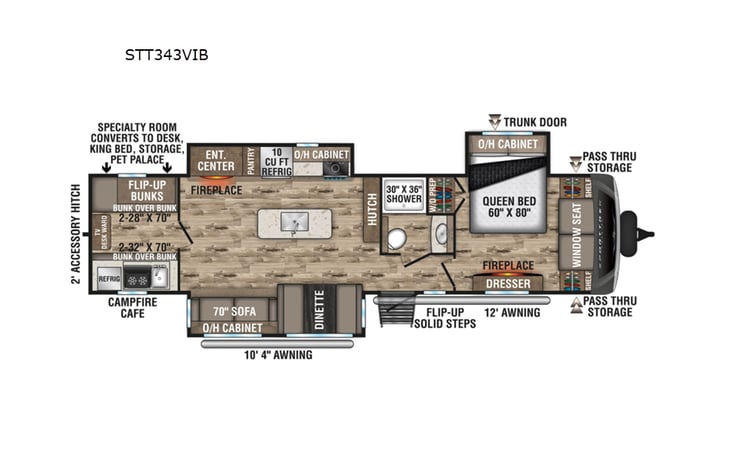 Representative floor plan provided by a trusted RVshare partner.