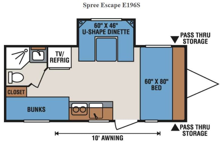 Representative floor plan provided by a trusted RVshare partner.
