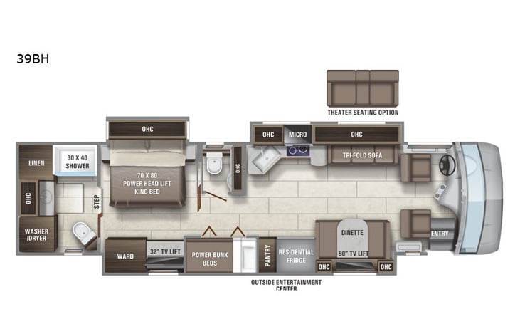 Representative floor plan provided by a trusted RVshare partner.