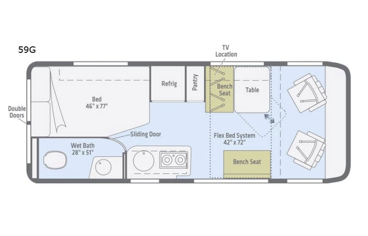 Representative floor plan provided by a trusted RVshare partner.