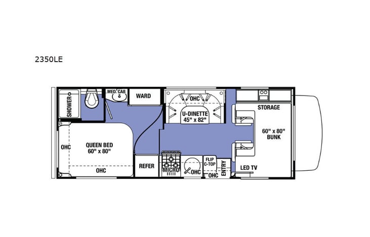 Representative floor plan provided by a trusted RVshare partner.