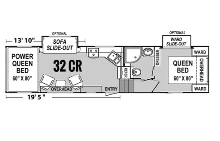 Representative floor plan provided by a trusted RVshare partner.