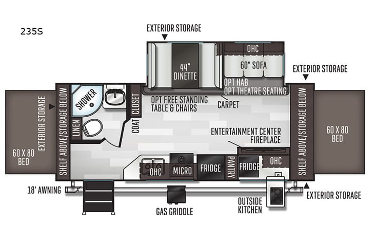 Representative floor plan provided by a trusted RVshare partner.