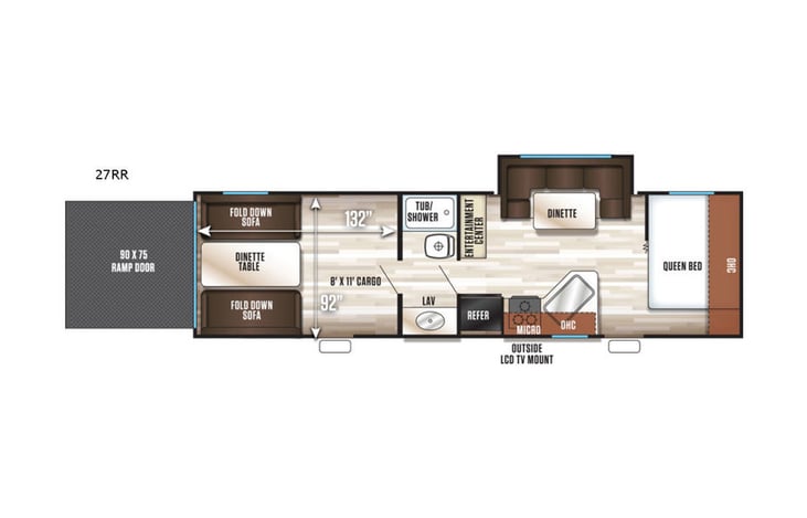 Representative floor plan provided by a trusted RVshare partner.