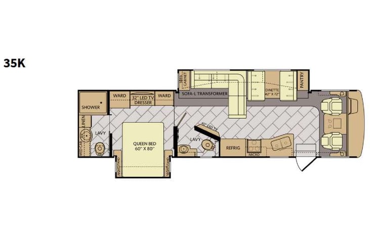 Representative floor plan provided by a trusted RVshare partner.