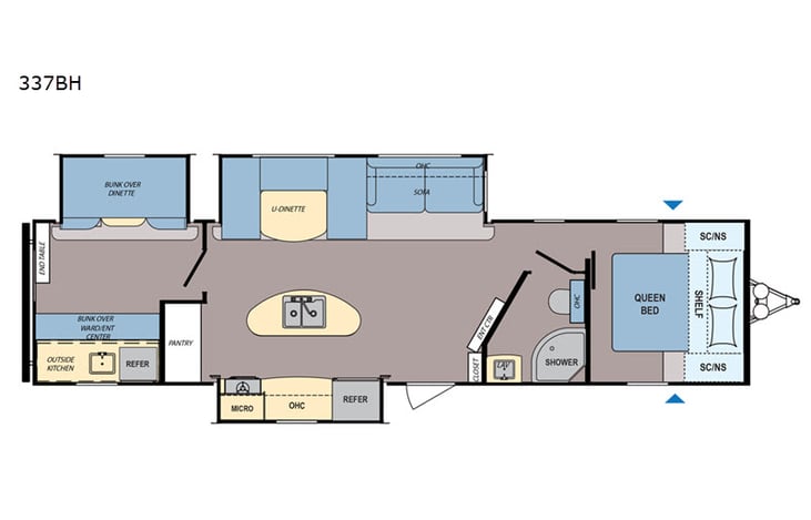 Representative floor plan provided by a trusted RVshare partner.