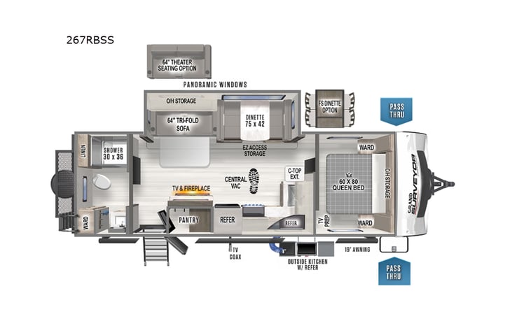 Representative floor plan provided by a trusted RVshare partner.