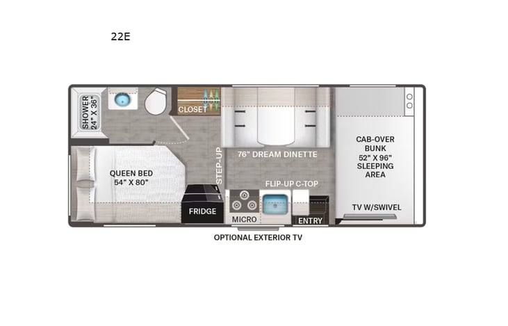 Representative floor plan provided by a trusted RVshare partner.