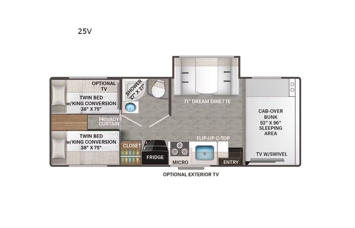 Representative floor plan provided by a trusted RVshare partner.