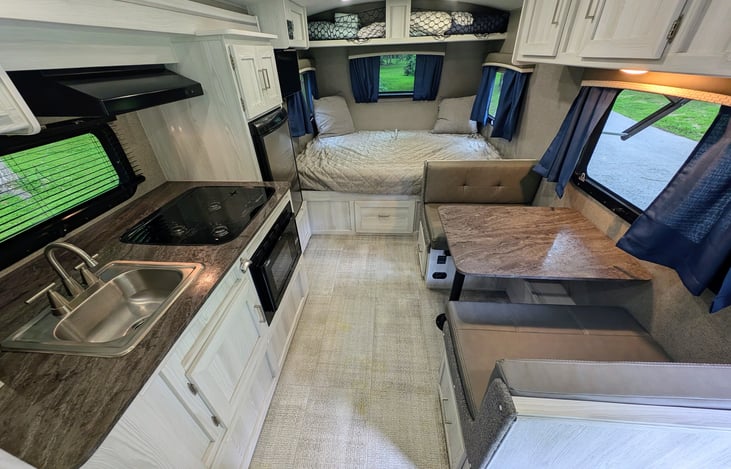 Bright and modern interior with all the amenities you'll need for a comfortable adventure.