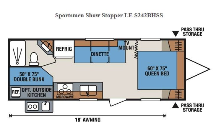 Representative floor plan provided by a trusted RVshare partner.