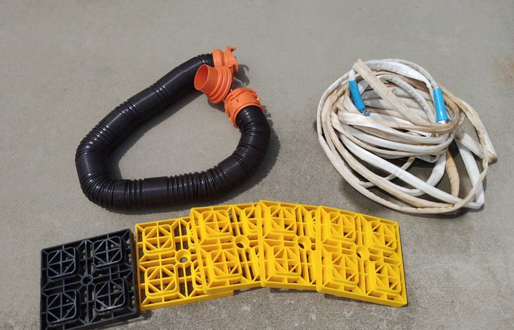 Gray Water Hose/ Fresh Water Hose / Leveling Blocks on-board