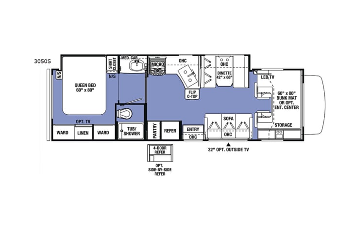 Representative floor plan provided by a trusted RVshare partner.