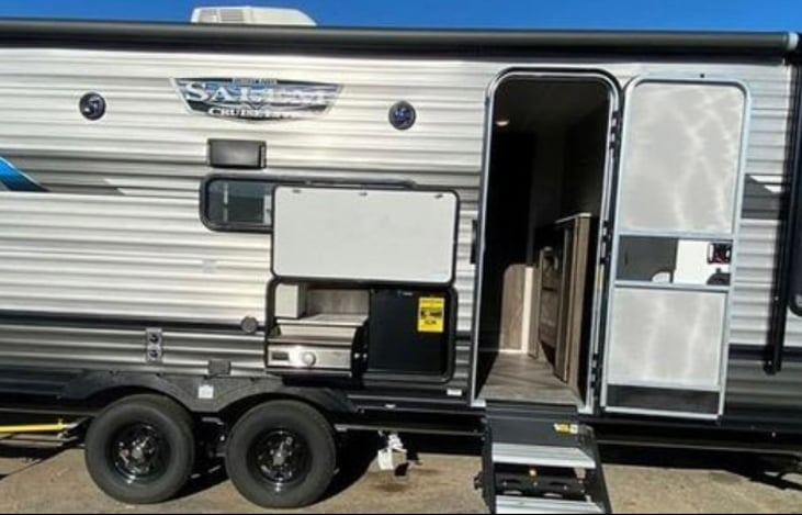 Front door and outside kitchen