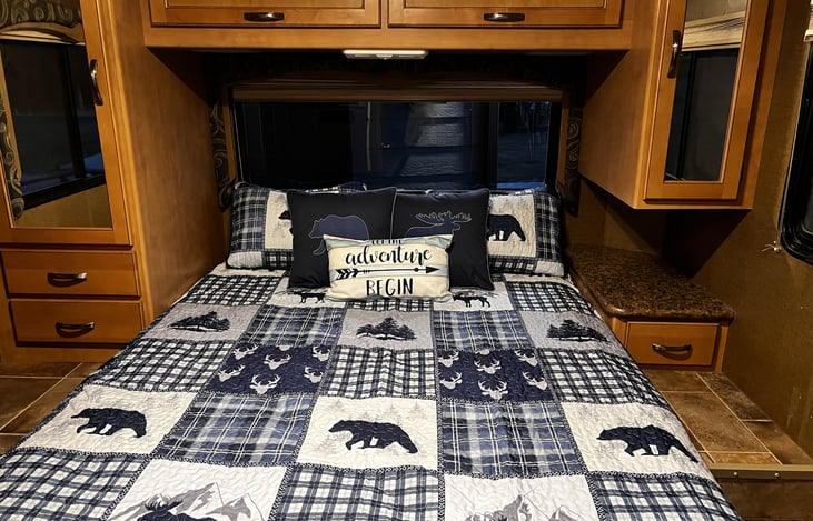 Queen size bed in private area