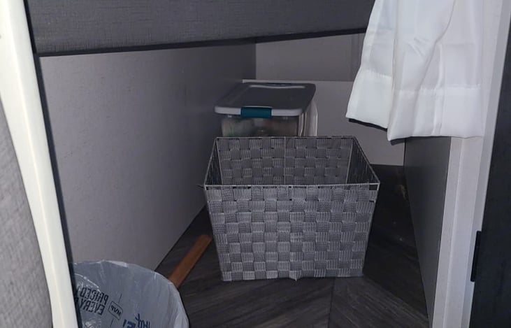 Storage under lower bunk bed
