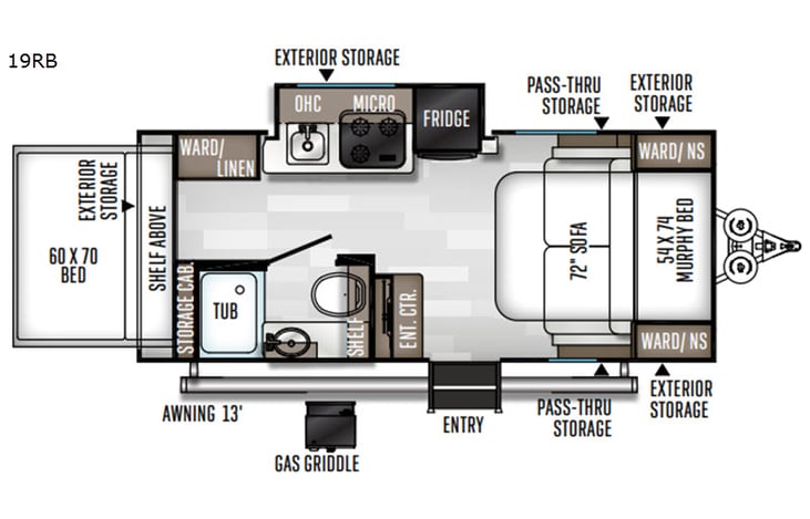 Representative floor plan provided by a trusted RVshare partner.