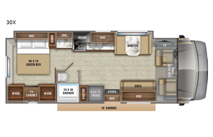 Representative floor plan provided by a trusted RVshare partner.