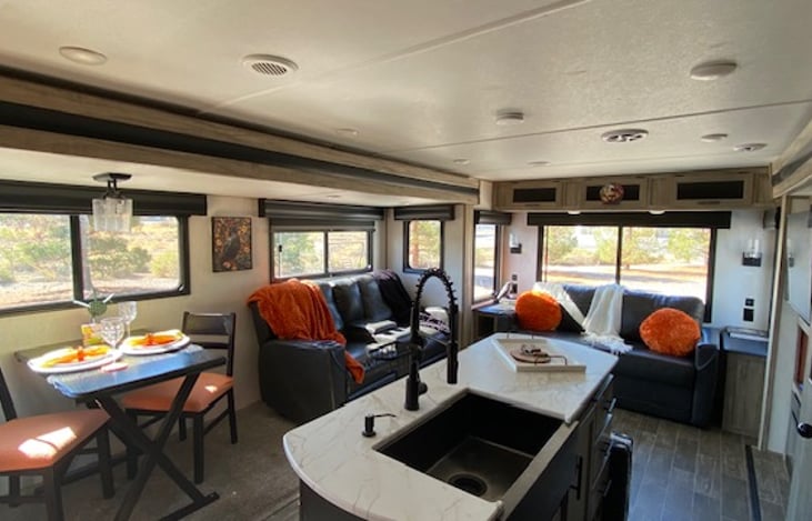 Galley and living space overview.