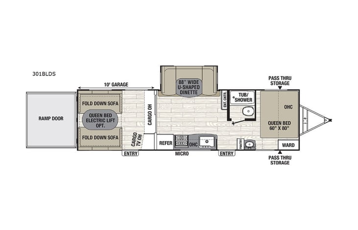 Representative floor plan provided by a trusted RVshare partner.
